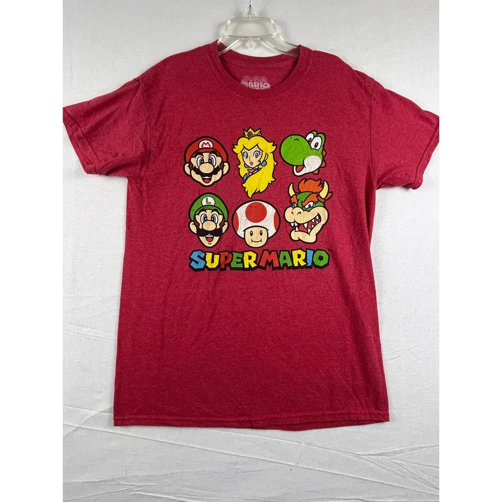 Nintendo Super Mario Bros Red Heather Graphic T-Shirt Mens Medium‎ Mario Luigi M